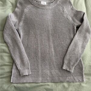 Old Navy Light Gray Waffle Knit Crewneck Sweater